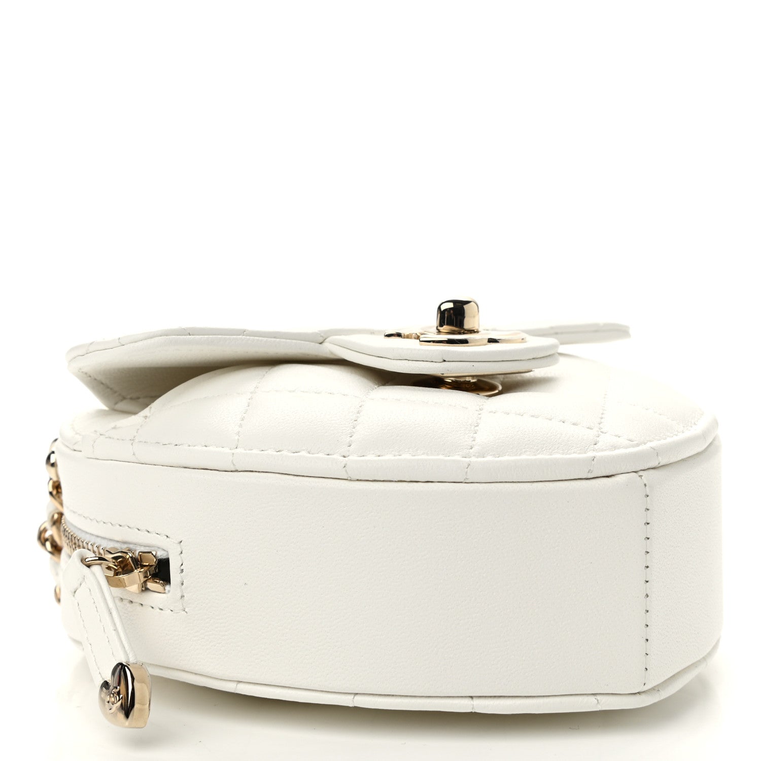 Chanel Lambskin Quilted CC In Love Heart Clutch With Chain White 4 of 11