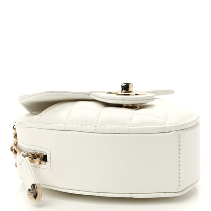 Chanel Lambskin Quilted CC In Love Heart Clutch With Chain White 4 of 11
