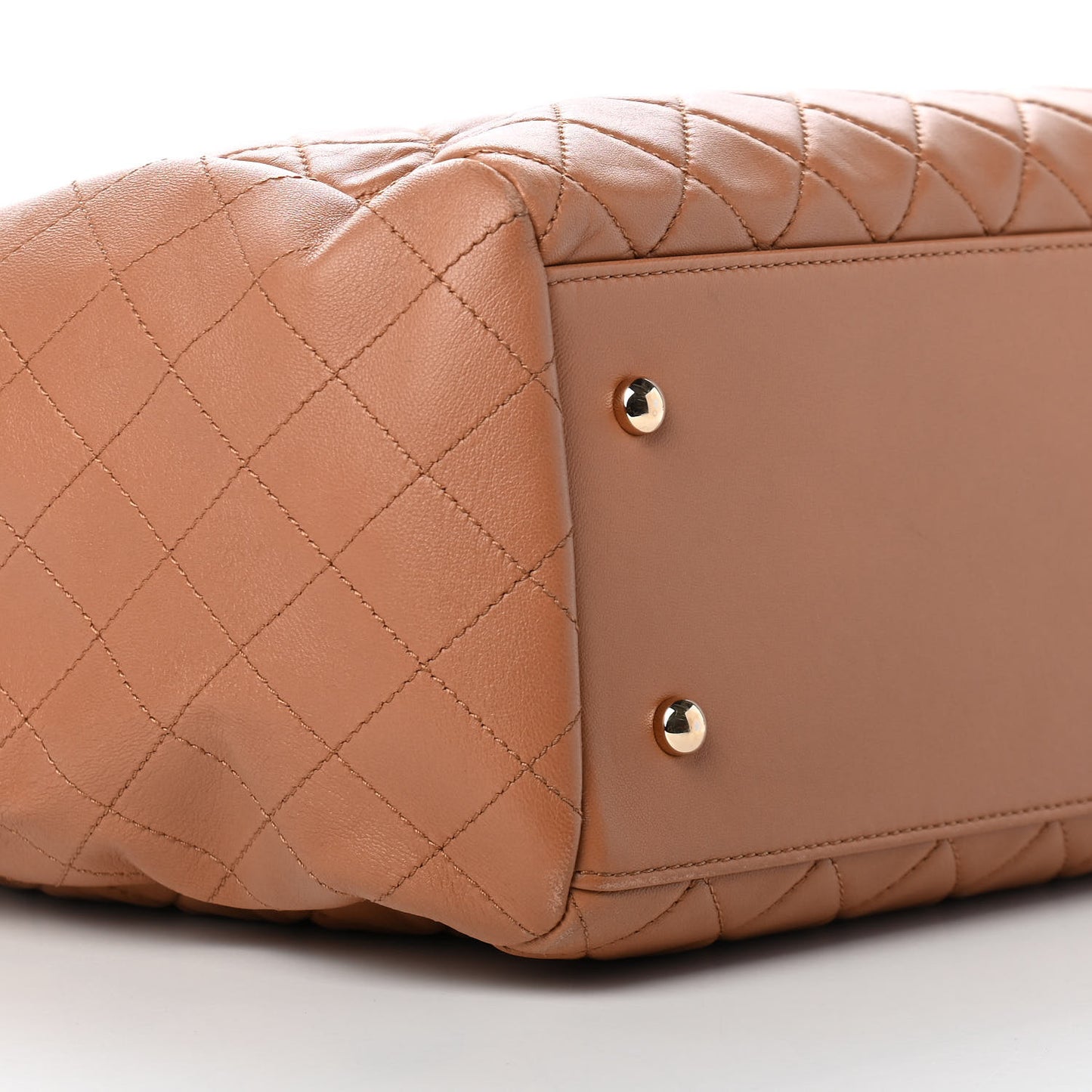 Lambskin Quilted Large Drawstring Shoulder Bag Dark Beige