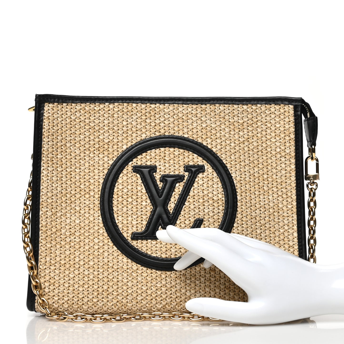 Raffia Calfskin Monogram Giant Pouch