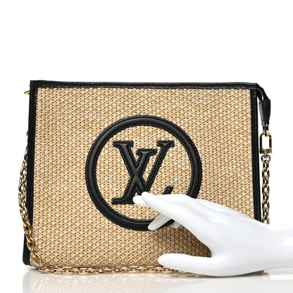 Louis Vuitton Raffia Calfskin Monogram Giant Pouch 2 of 6