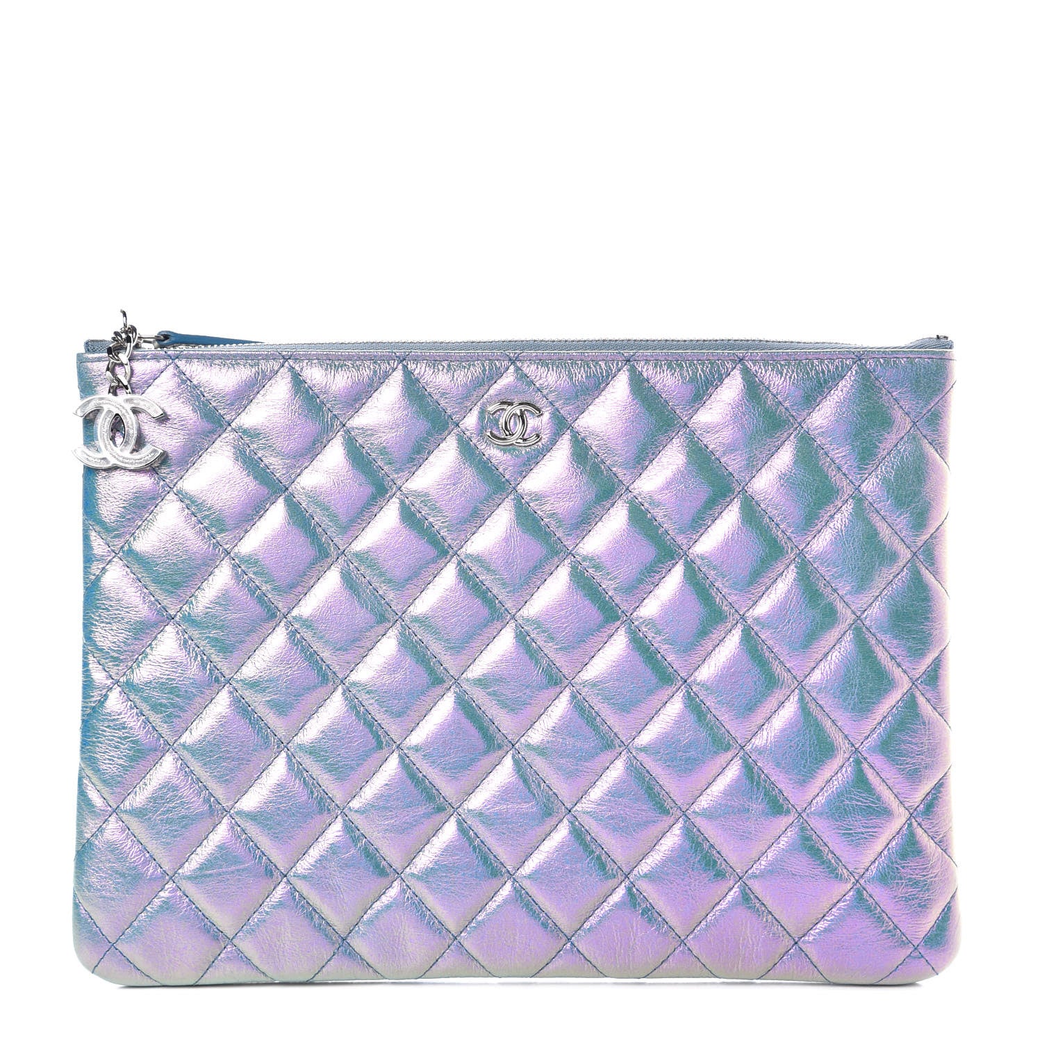 Chanel Iridescent Crumpled Calfskin Medium Cosmetic Case Purple 1 of 10