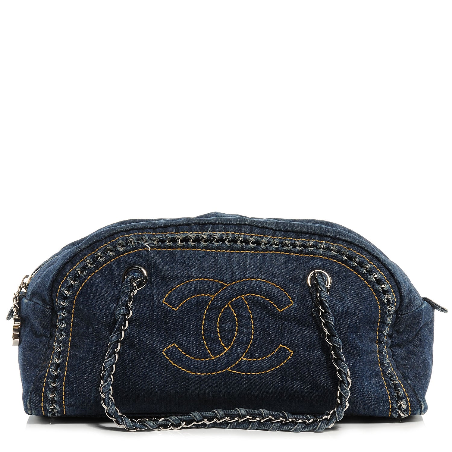 Chanel Denim Luxe Ligne Medium Bowler Blue 1 of 9