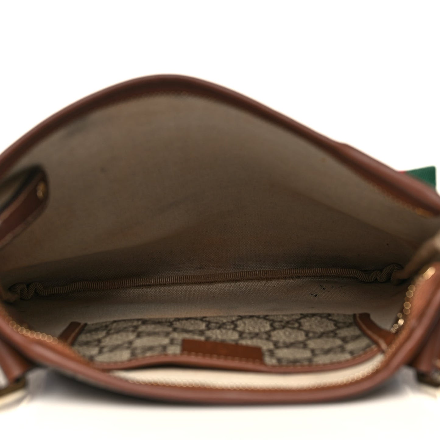 GG Plus Monogram Signature Web Loop Messenger Brown
