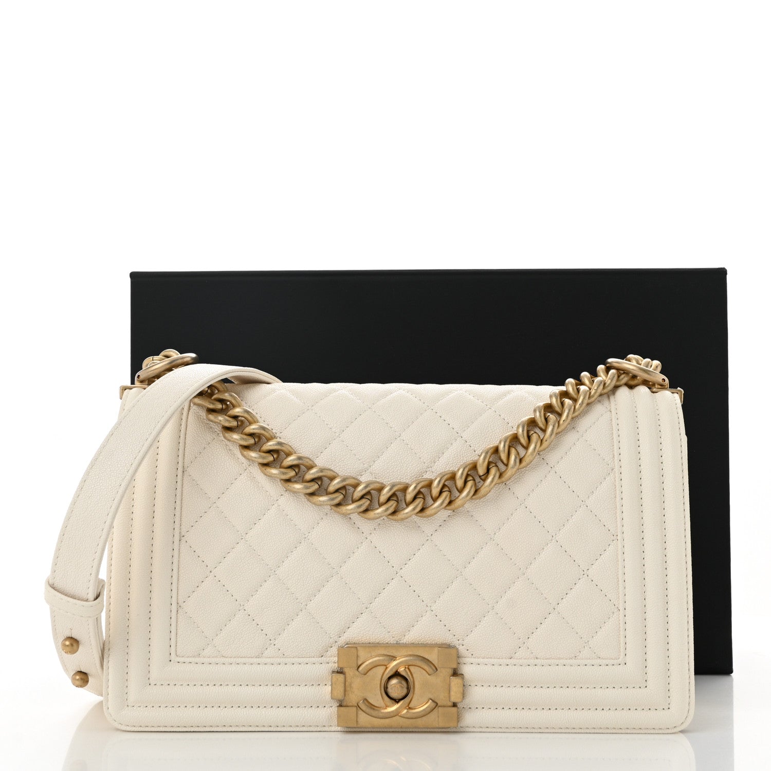 Chanel Caviar Quilted Medium Boy Flap White 11 of 11