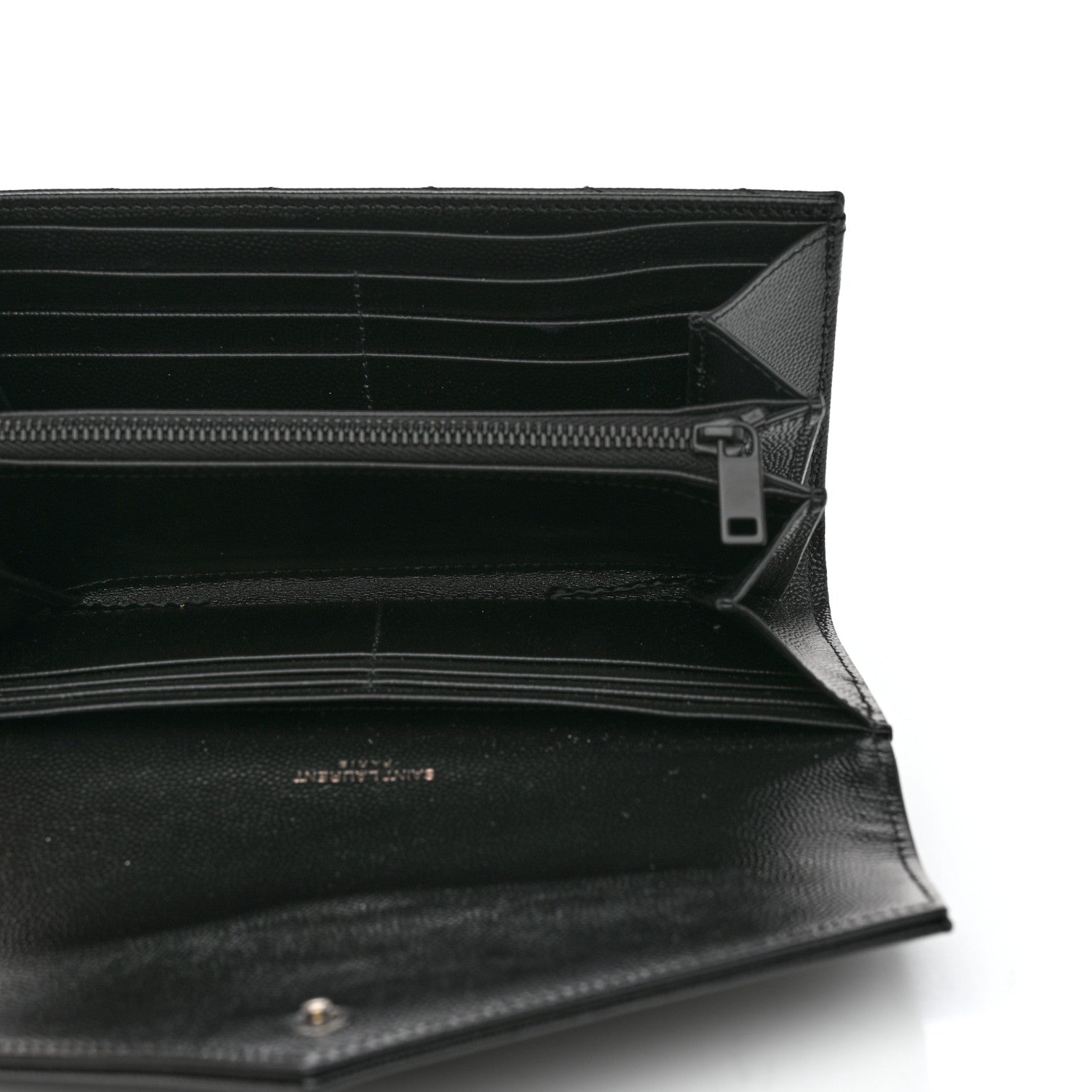 Saint Laurent Grain De Poudre Matelasse Chevron Monogram Flap Wallet Black 5 of 8