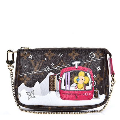 Louis Vuitton Monogram 2019 Christmas Animation Mini Courchevel Pochette Accessories Fuchsia 1 of 7