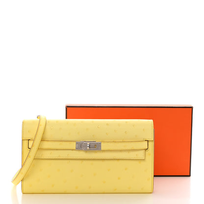 Hermes Ostrich Kelly Wallet To Go Limoncello 7 of 7