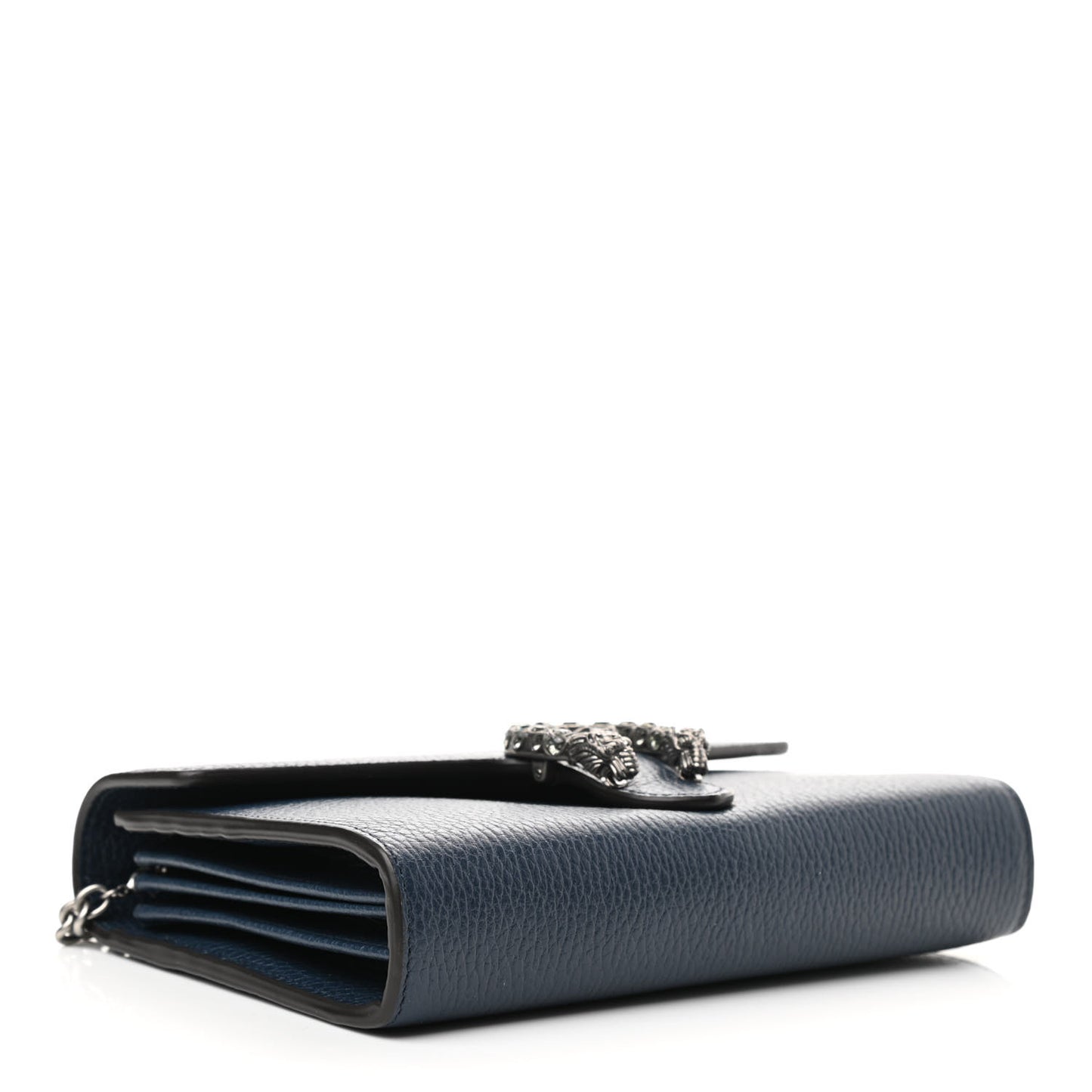 Dollar Calfskin Crystal Mini Dionysus Chain Wallet Blue Agata Black Diamond