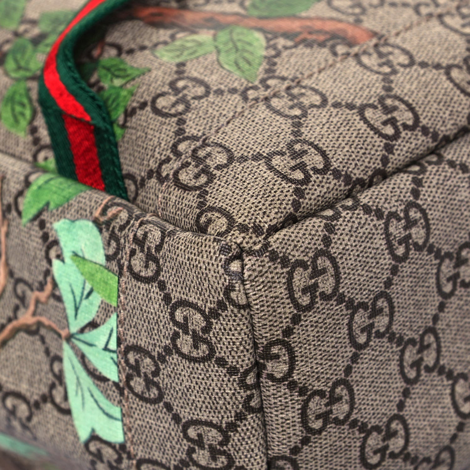 Gucci GG Supreme Monogram Tian Web Single Buckle Backpack Beige Multicolor New Acero 11 of 12