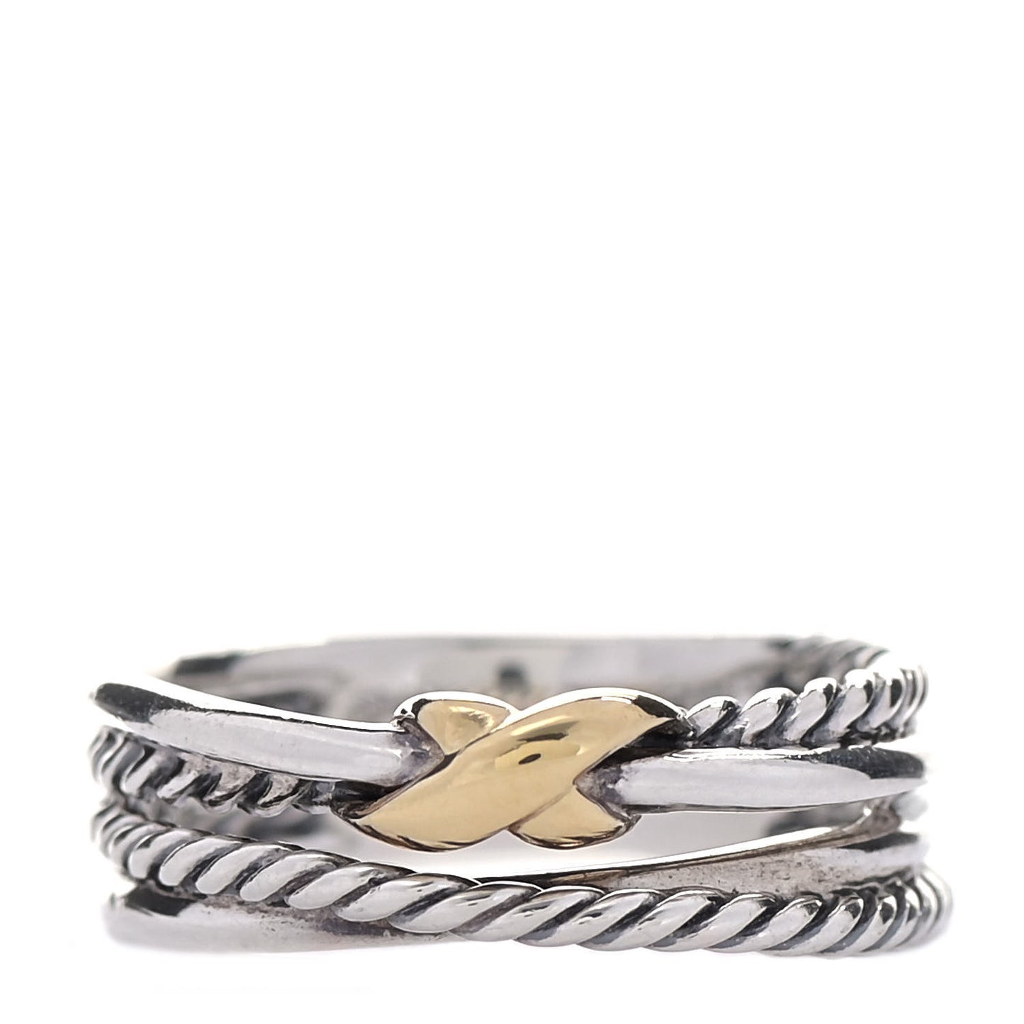Sterling Silver 18K Yellow Gold 6mm X Crossover Ring 54 6.75
