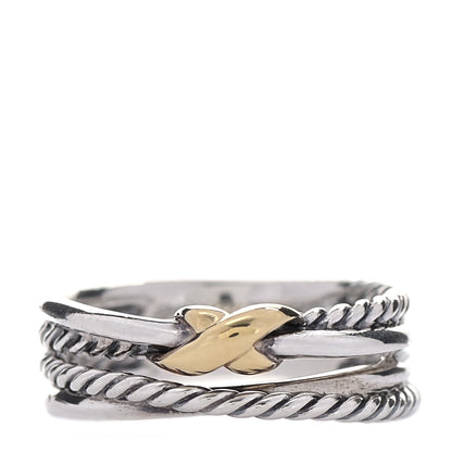 David Yurman Sterling Silver 18K Yellow Gold 6mm X Crossover Ring 54 6.75 1 of 6