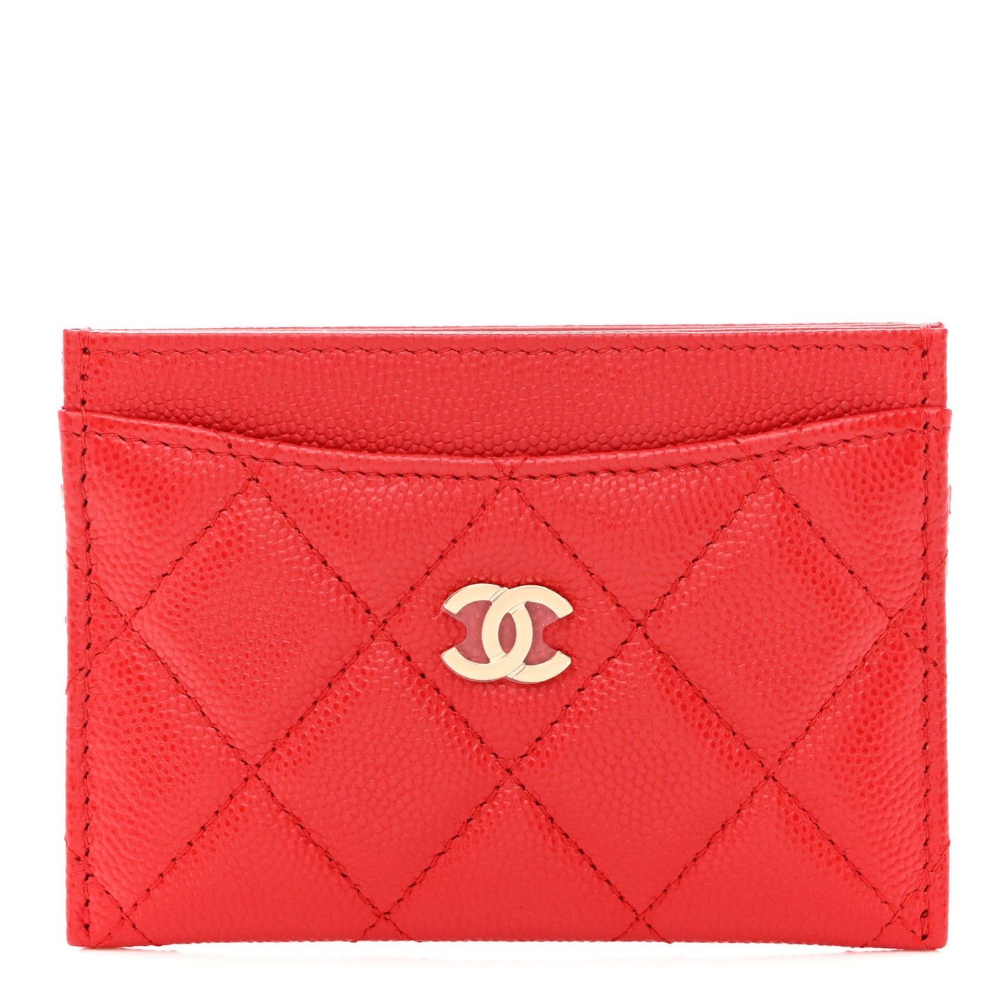 Caviar Quilted Card Holder Red