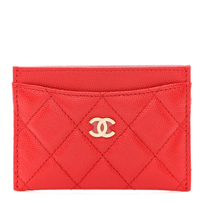 Chanel Caviar Quilted Card Holder Red 1 of 9