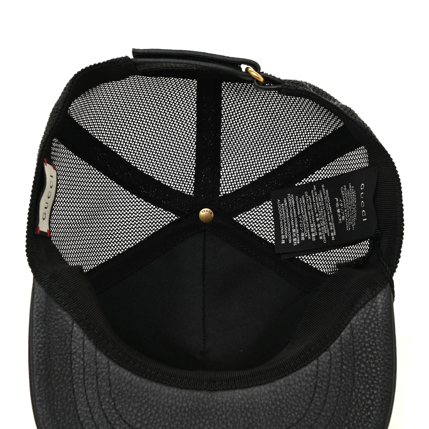 Grained Calfskin Logo Baseball Hat L Black