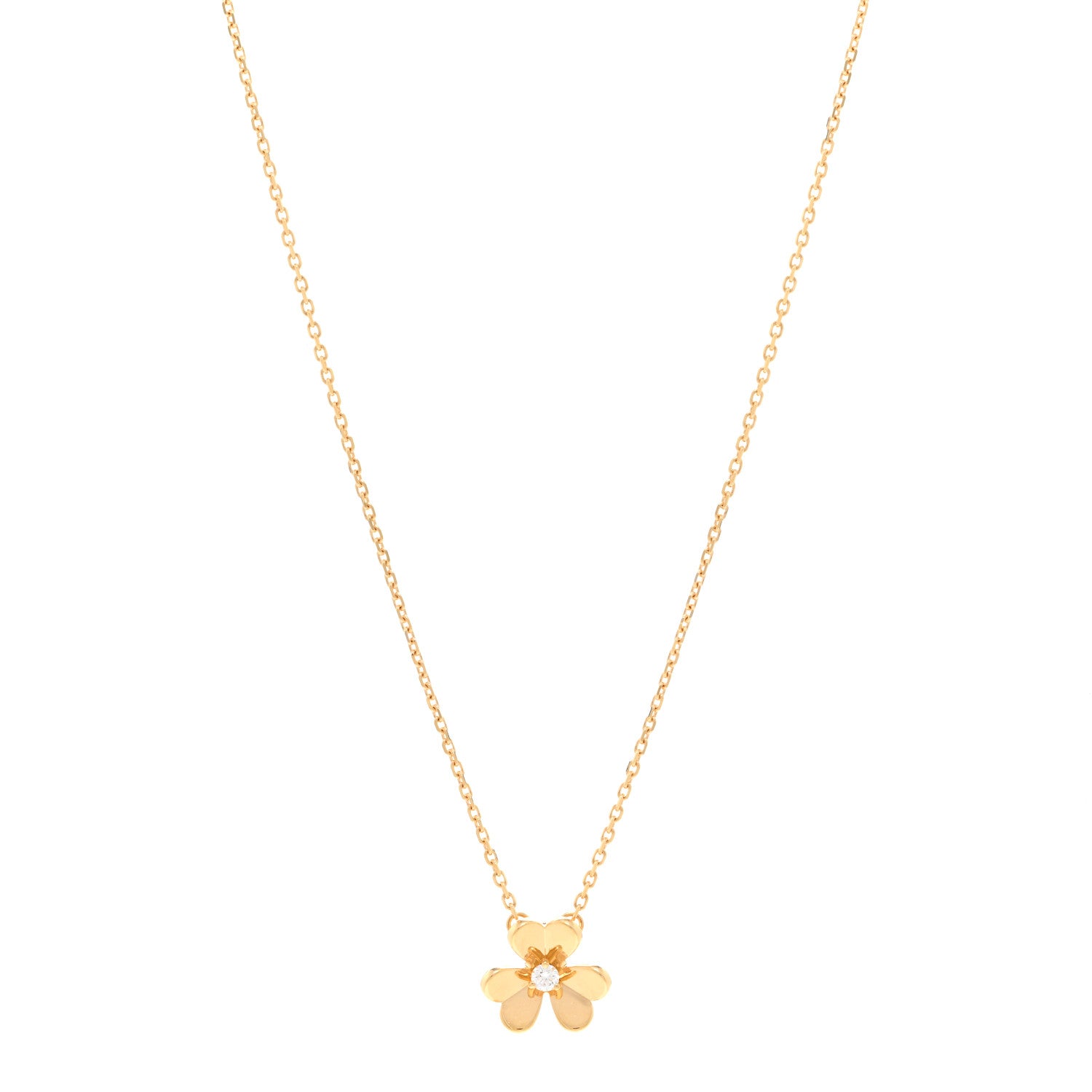 Van Cleef & Arpels 18K Yellow Gold Diamond Mini Frivole Pendant Necklace 1 of 5