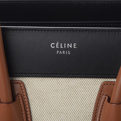 Celine Calfskin Linen Micro Tri-Color Luggage Natural 6 of 10