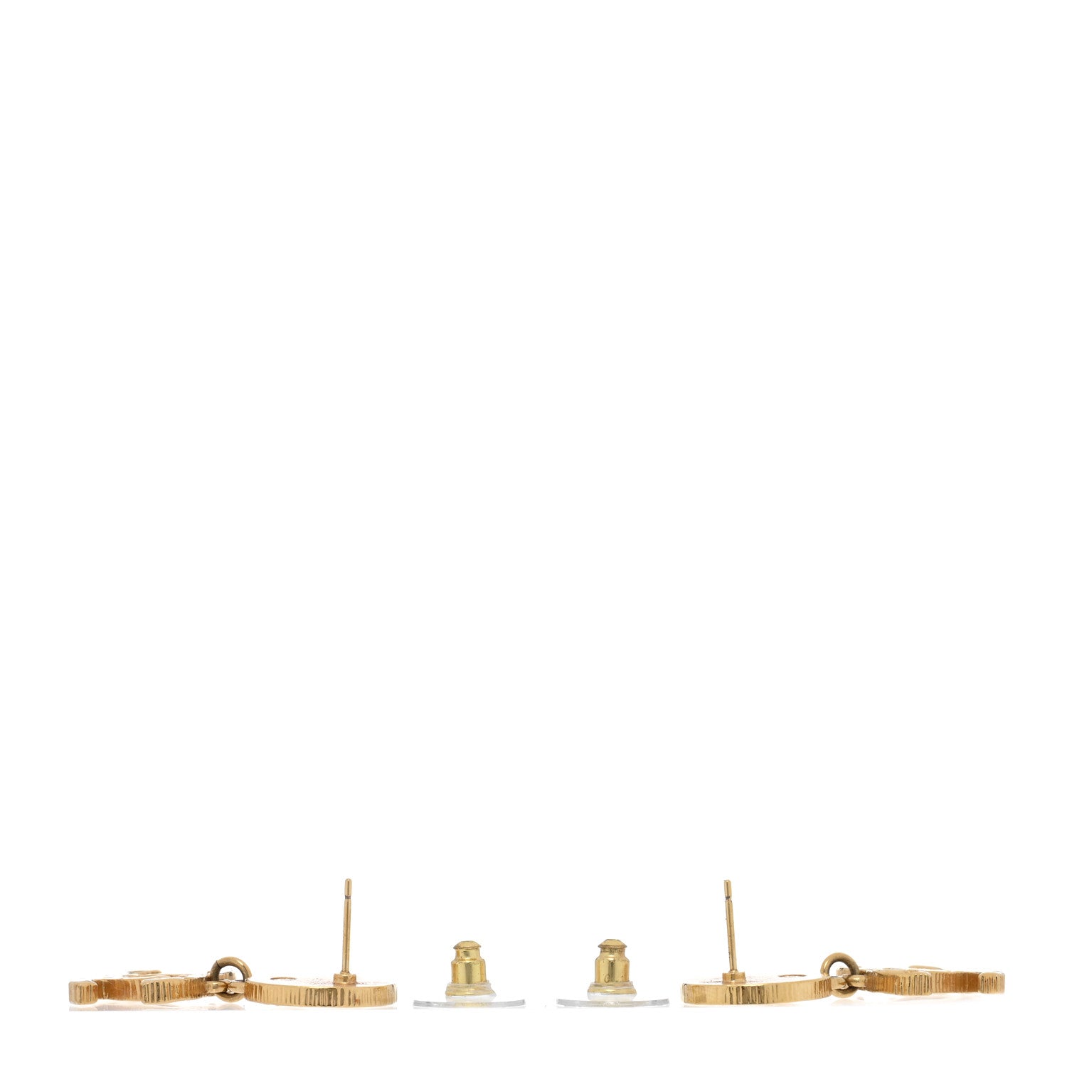 Chanel Metal Disc CC Drop Earrings Gold 3 of 5