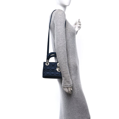Christian Dior Satin Crystal Cannage Mini Lady Dior Navy 2 of 10