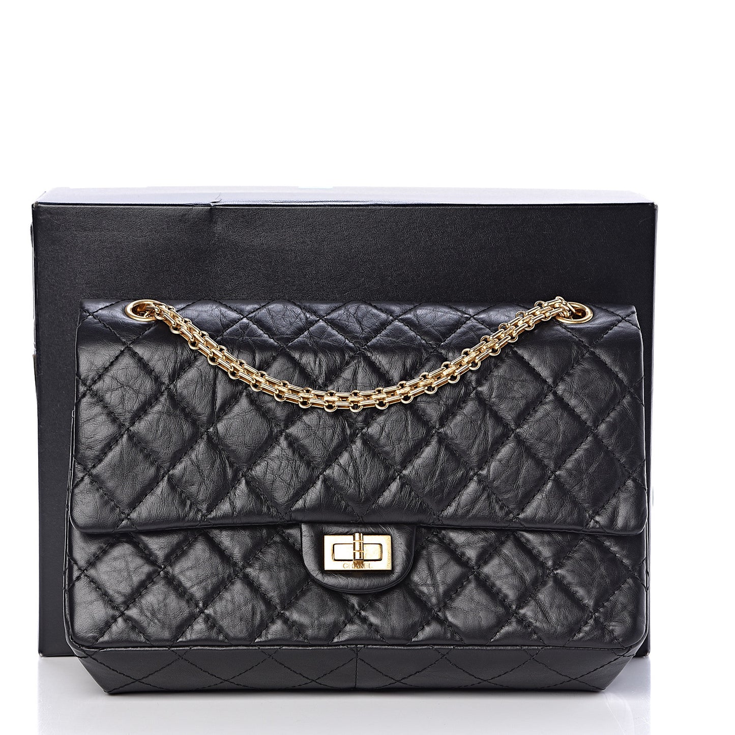 Aged Calfskin Quilted 2.55 Reissue 226 Flap Black