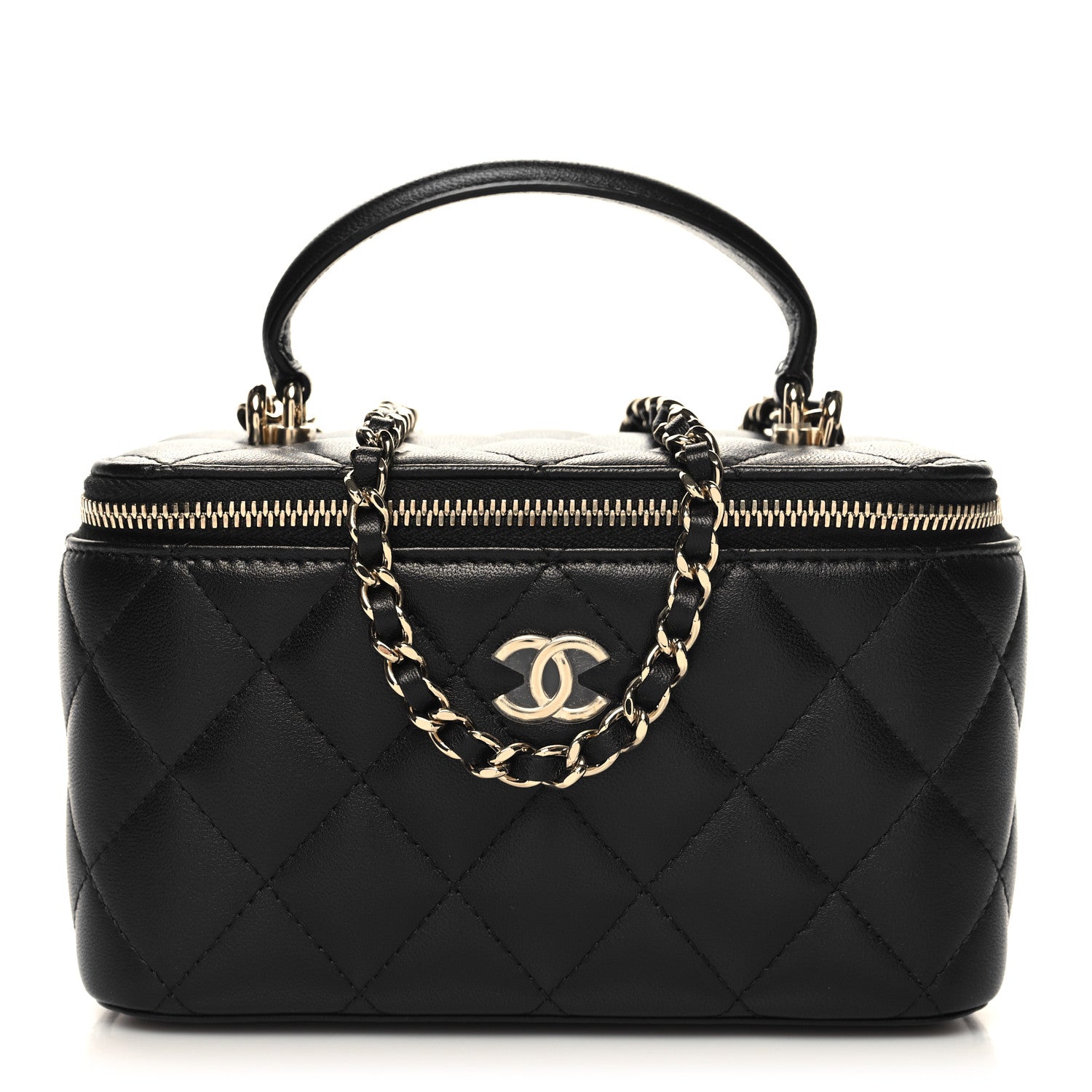 Chanel Lambskin Quilted Small Top Handle Vanity Case With Chain Black 1 of 12
