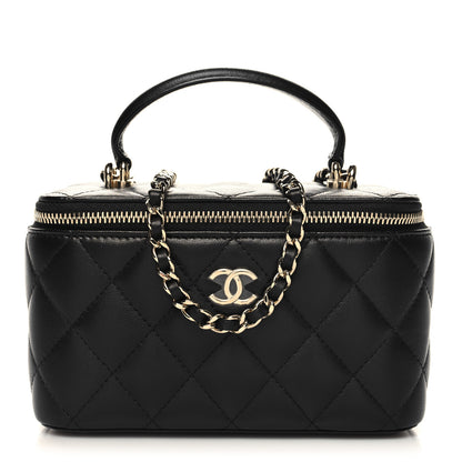 Chanel Lambskin Quilted Small Top Handle Vanity Case With Chain Black 1 of 12