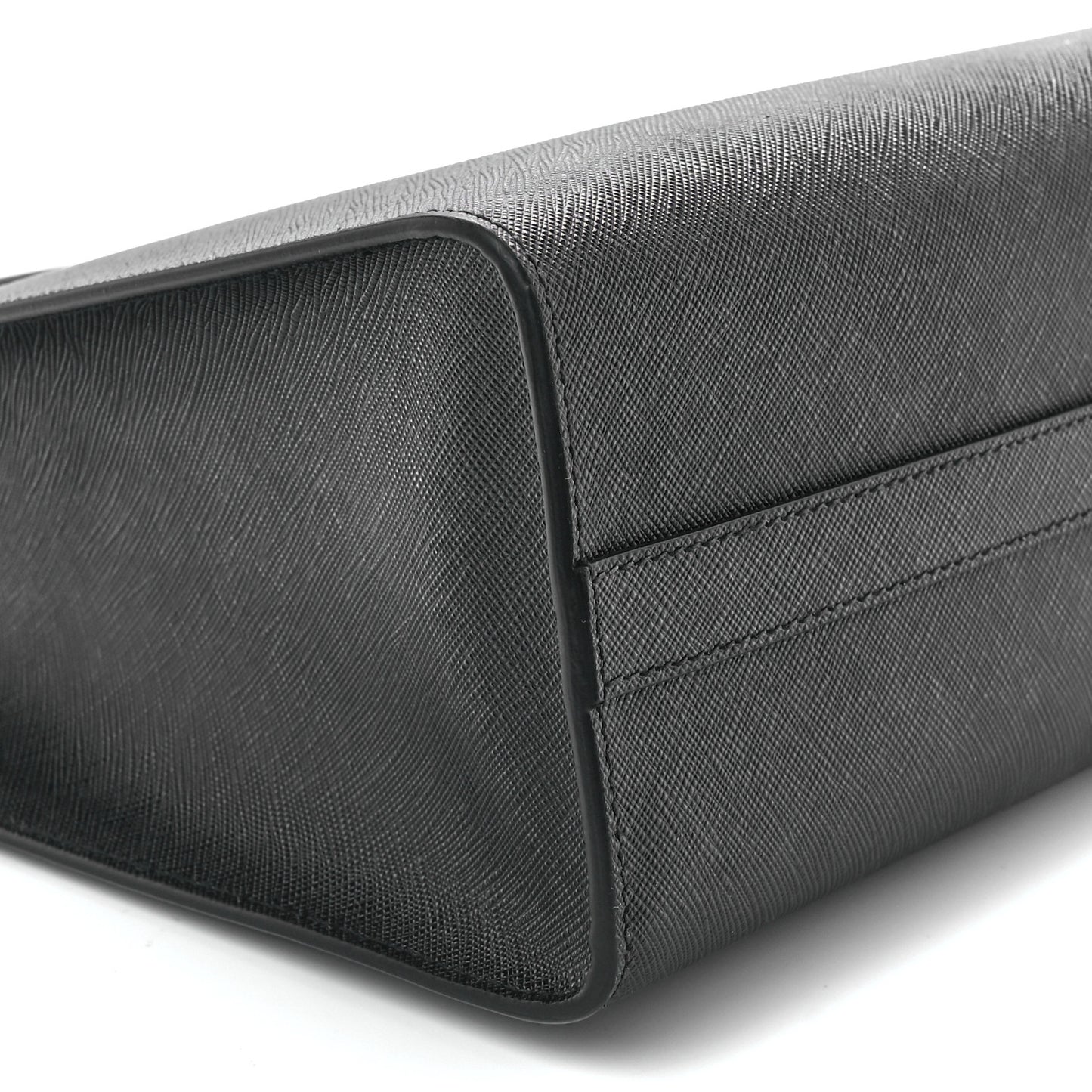 Saffiano Lux Logo Embossed Large Shoulder Tote Handbag Black
