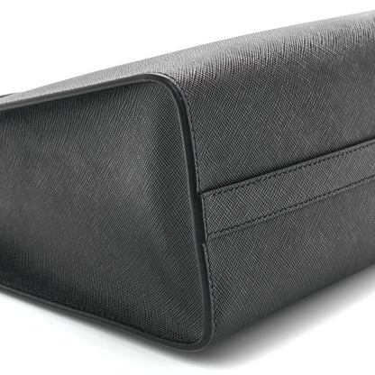 Prada Saffiano Lux Logo Embossed Large Shoulder Tote Handbag Black 10 of 11