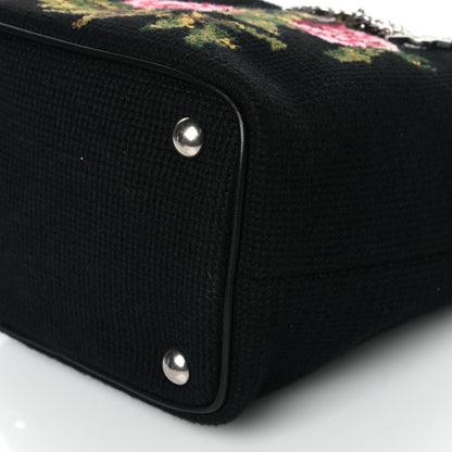 Saint Laurent Woven Wool Embroidered Baby Emmanuelle Bucket Bag Black 9 of 9