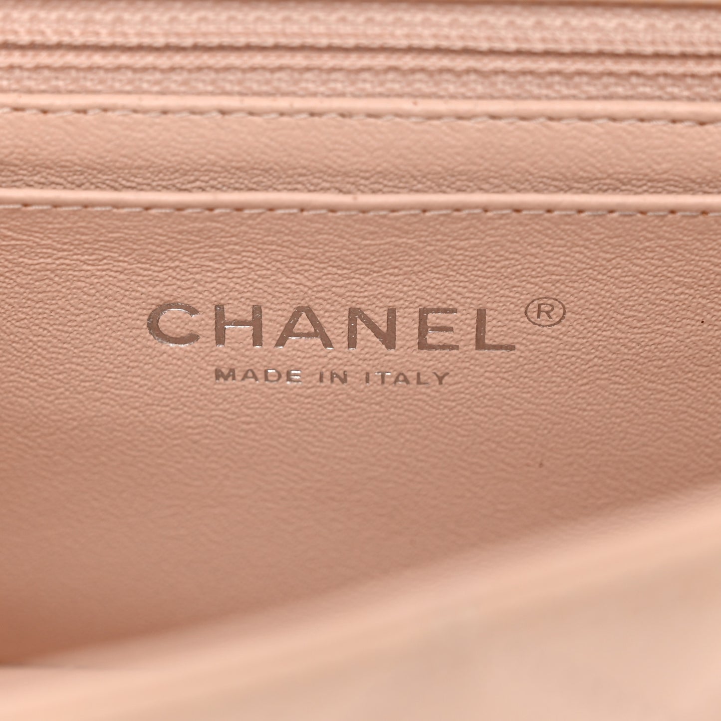 Caviar Quilted Mini Rectangular Flap  Light Beige