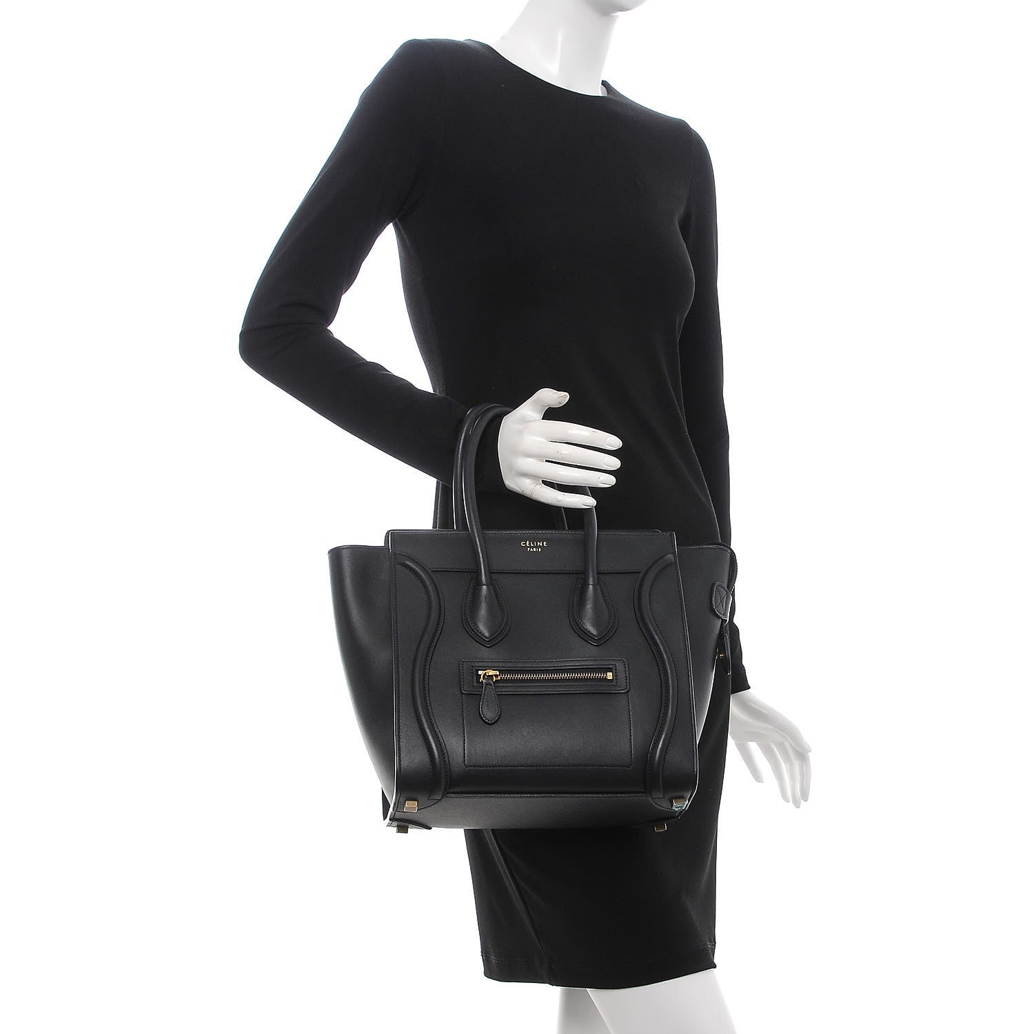 Celine Smooth Calfskin Micro Luggage Black 2 of 7
