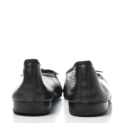 Chanel Lambskin Patent Cap Toe Ballerina Flats 37.5 Black 7 of 10