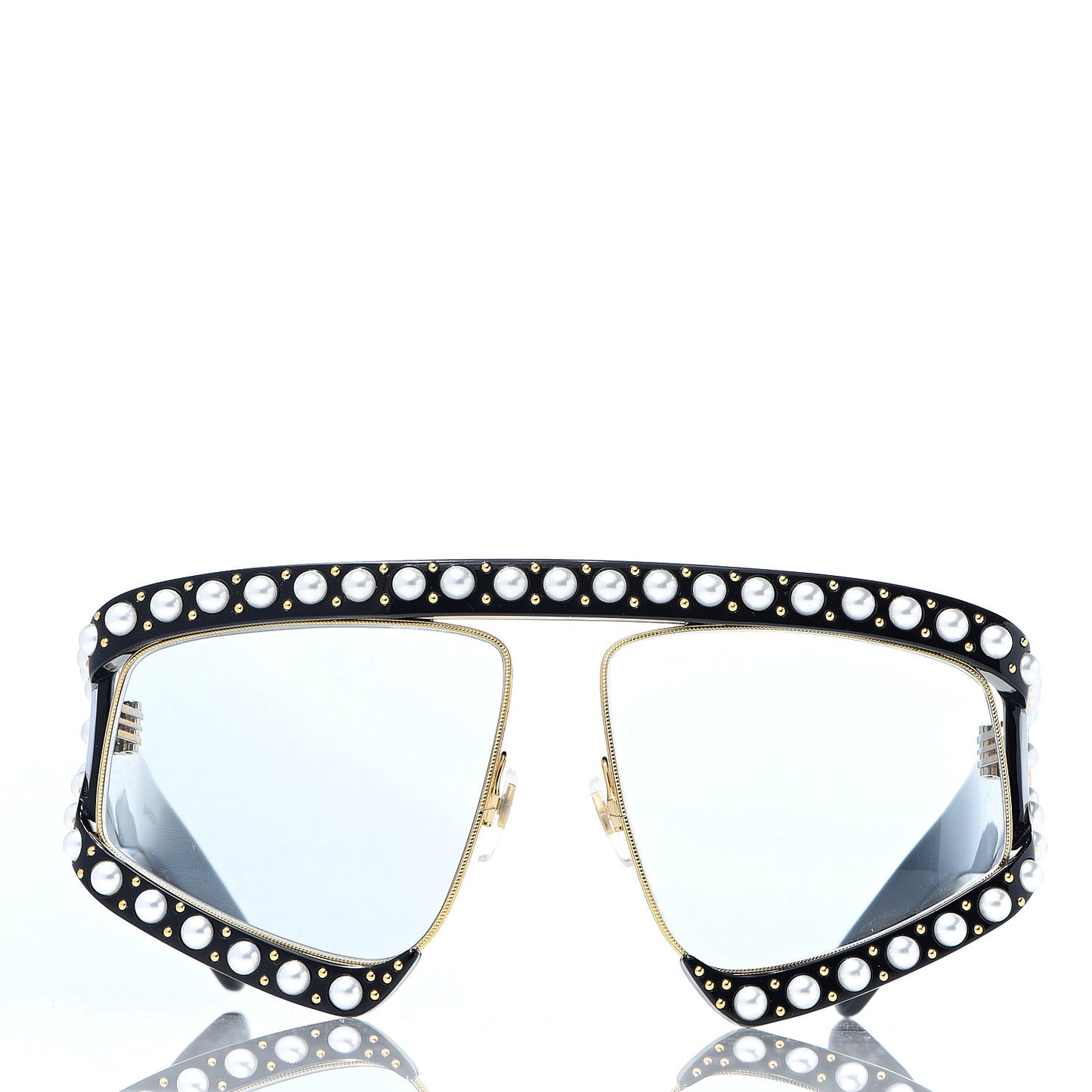 Acetate Pearl Rectangular Frame Sunglasses GG0234S Black