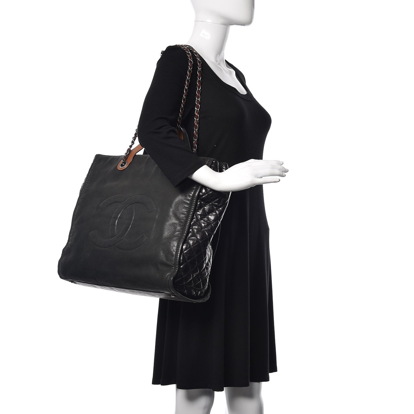 Iridescent Calfskin In the Mix Tote Black