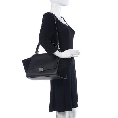 Celine Drummed Calfskin Suede Medium Trapeze Black 2 of 9