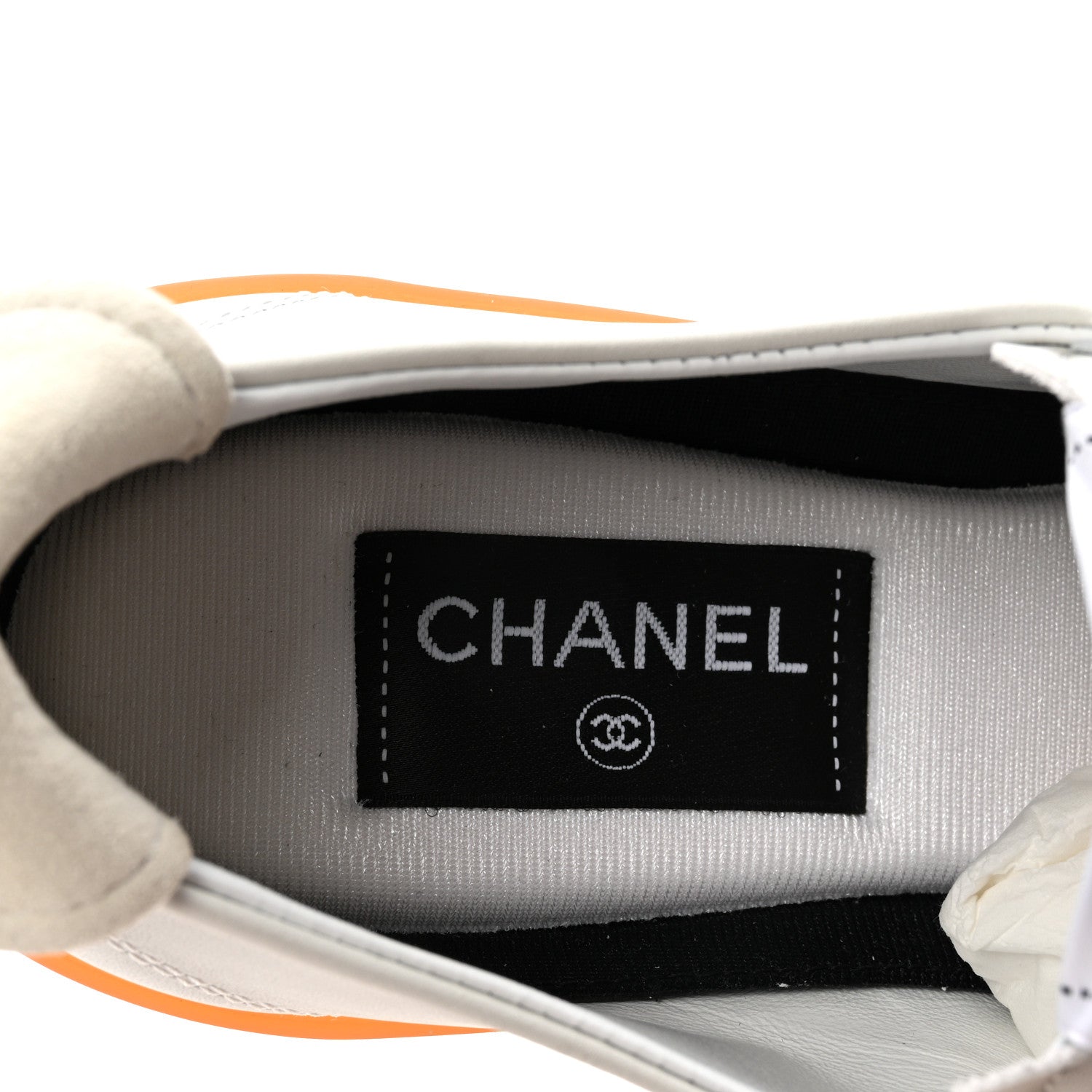 Chanel Calfskin Embossed Suede Sneakers 39 White Black 8 of 10