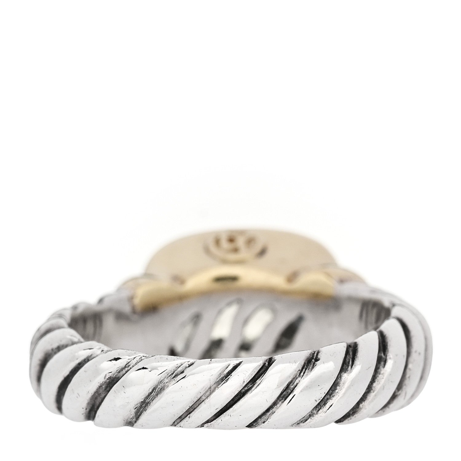 David Yurman Sterling Silver 14K Yellow Gold Prasiolite 10mm Noblesse Ring 52 6 4 of 6