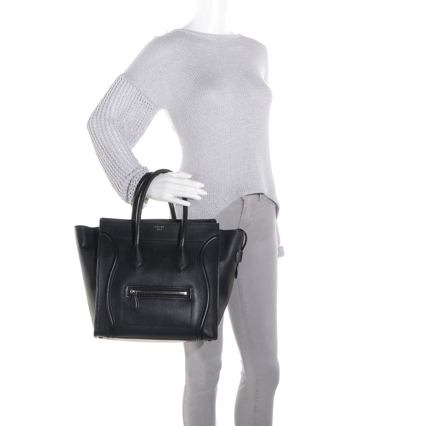 Drummed Calfskin Mini Luggage Black