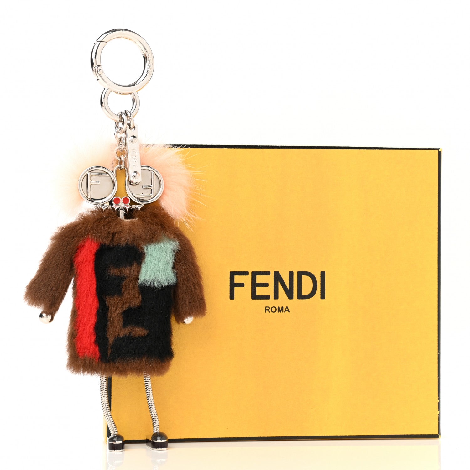 Fendi Rabbit Mink Fox Fur F is Fendi Teen Witch Bag Charm Brown Multicolor 4 of 4