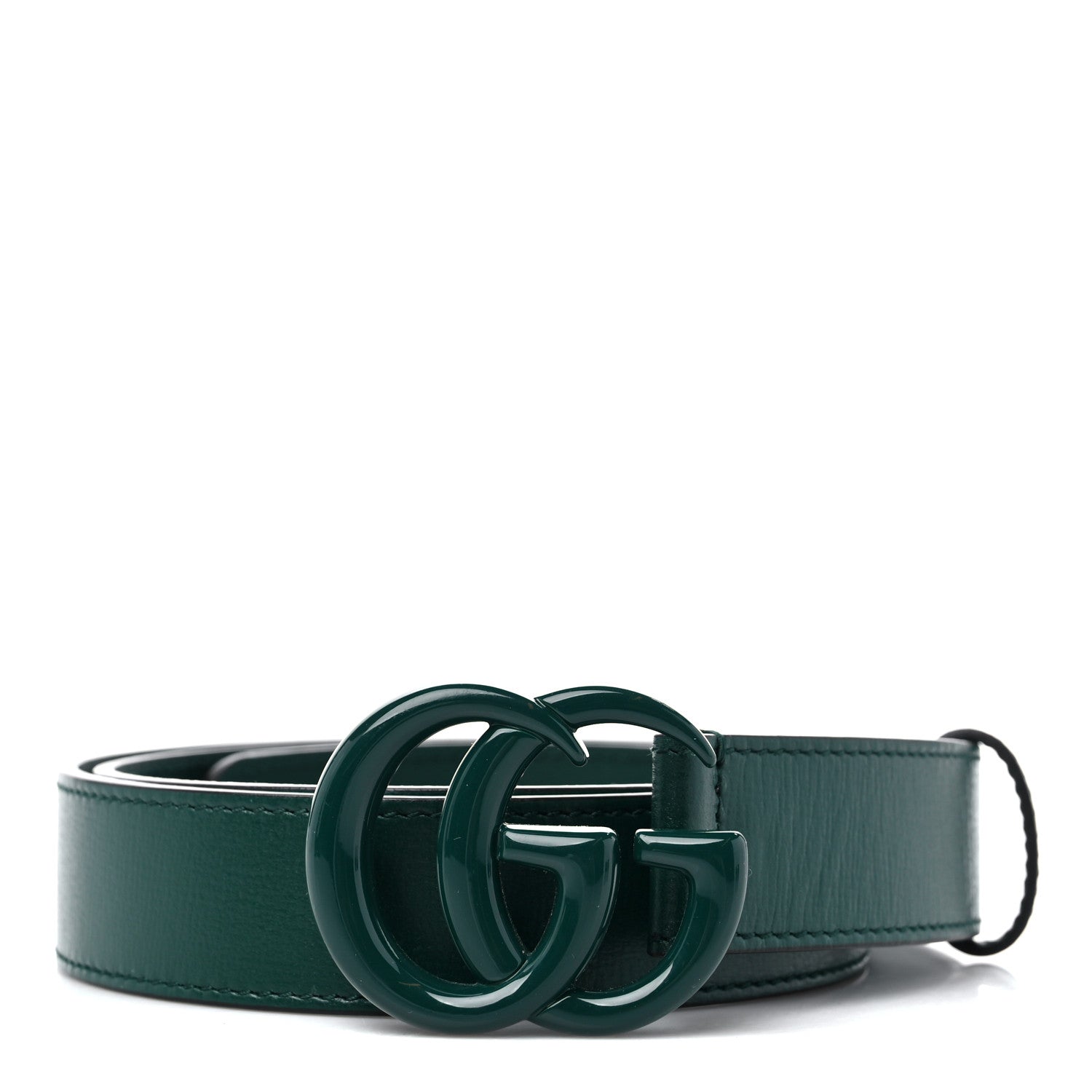 Gucci Azalea Calfskin Enamel Monochrome Double G 30mm Belt 90 36 Vintage Green 1 of 4
