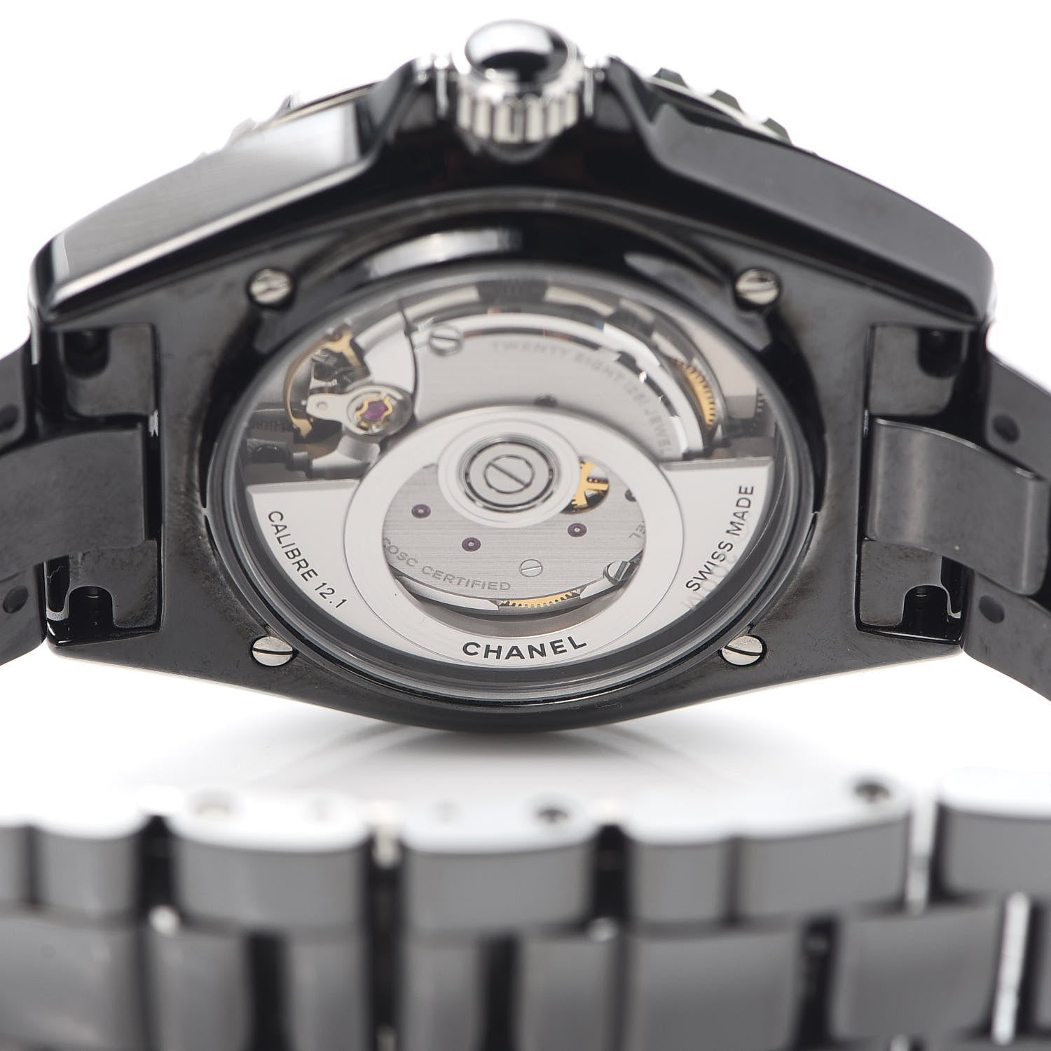 Chanel Stainless Steel Ceramic Diamond 38mm J12 Automatic Watch Black 5 of 6