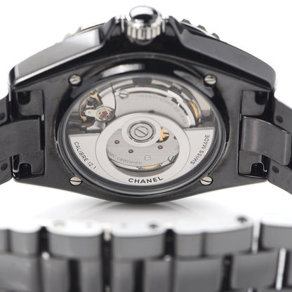 Chanel Stainless Steel Ceramic Diamond 38mm J12 Automatic Watch Black 5 of 6