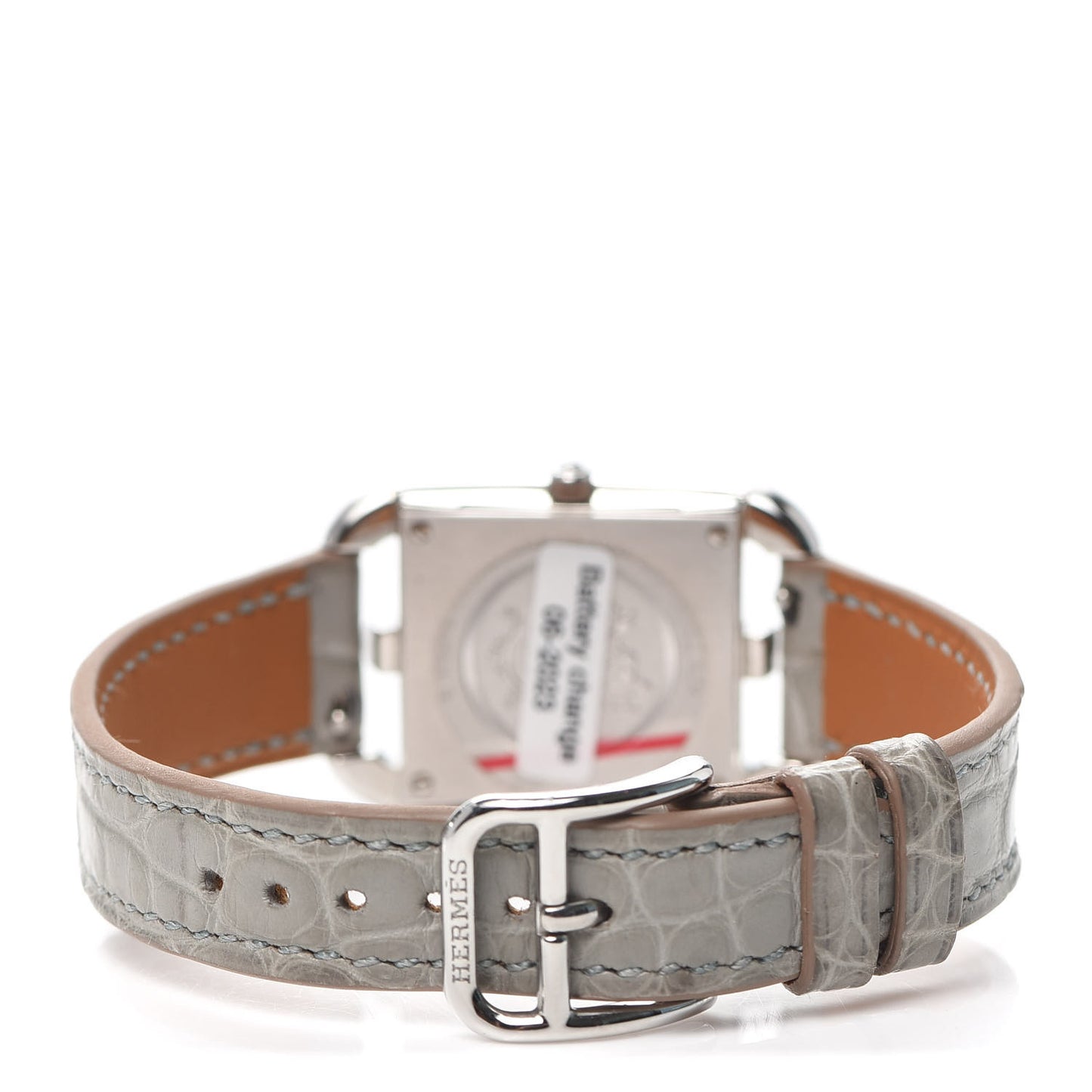 Stainless Steel Alligator Diamond Bezel Grey Sapphire Mother of Pearl 23mm Cape Cod Quartz Watch Gris Perle