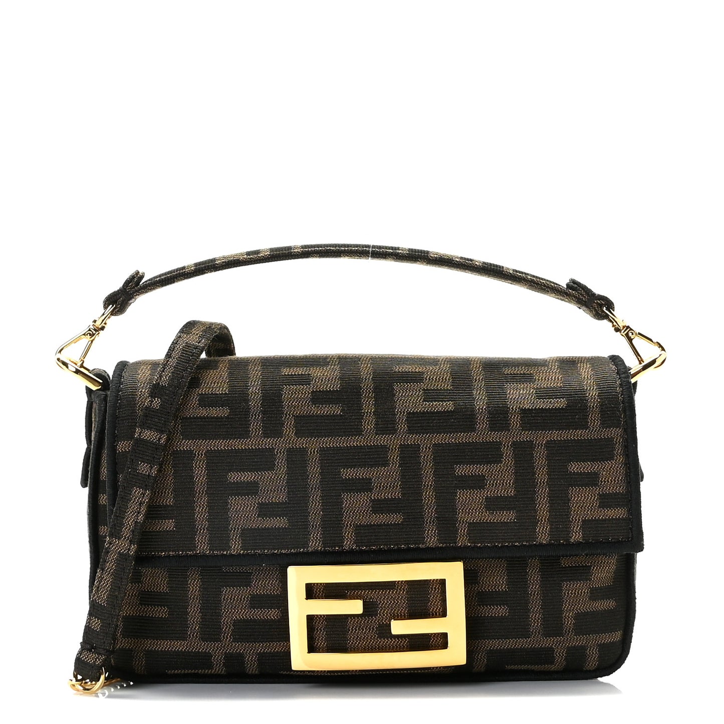 Fabric Jacquard FF 1974 Mini Baguette Tobacco Moro Black