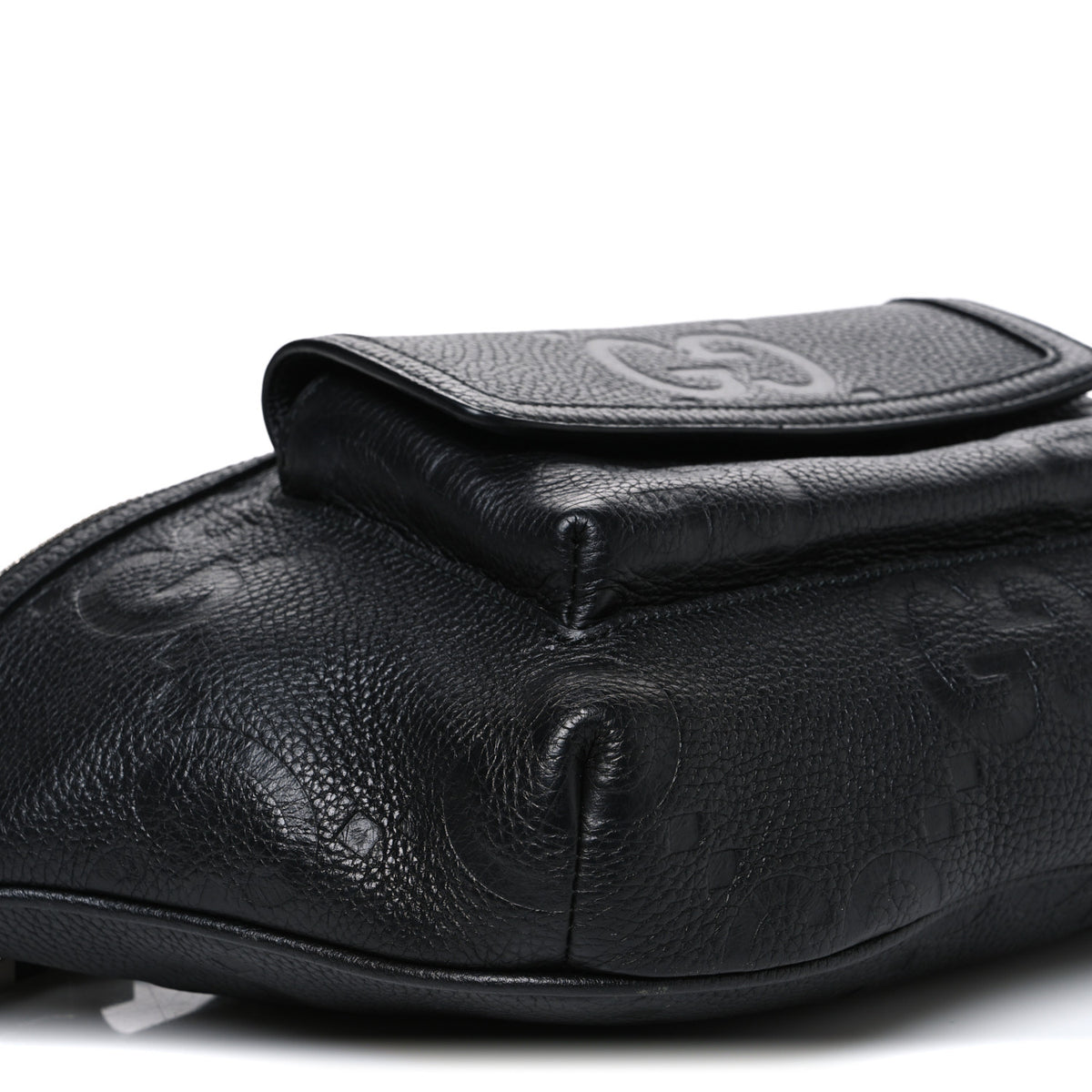 Calfskin GG Tennis Embossed Pocket Belt Bag Black