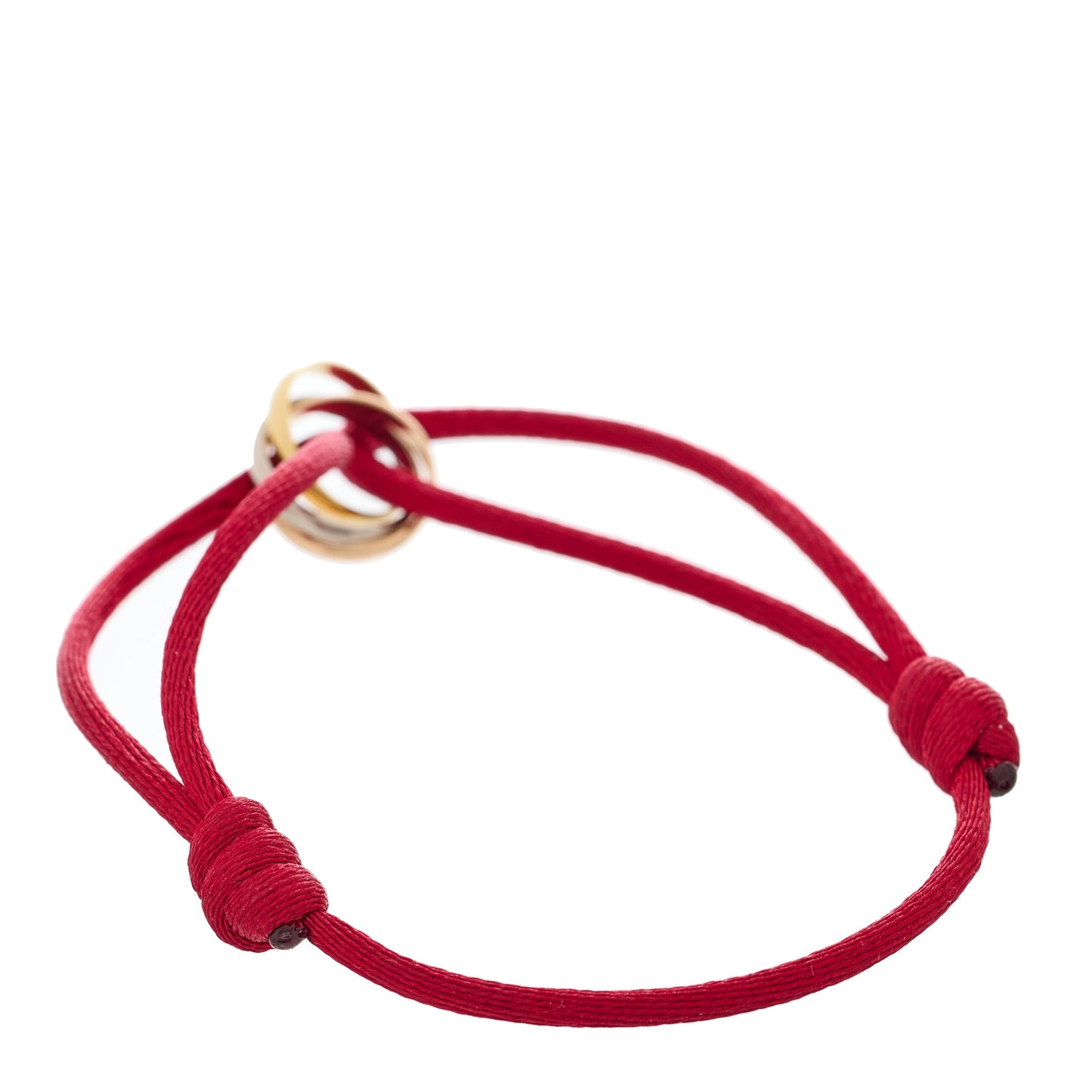 18K Pink Yellow White Gold Trinity Cord Bracelet Red