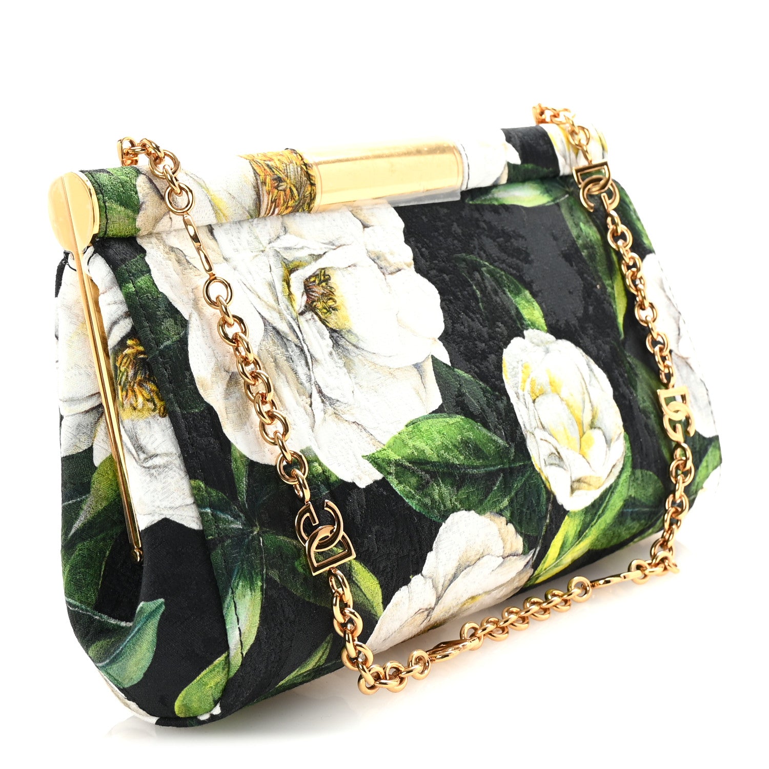 Dolce & Gabbana Brocade Medium Marlene Floral Print Chain Clutch Black Multicolor 3 of 9
