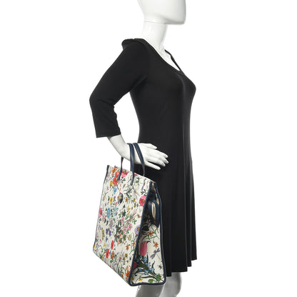 Gucci Canvas Large Flora Tote Navy Multicolor 2 of 11