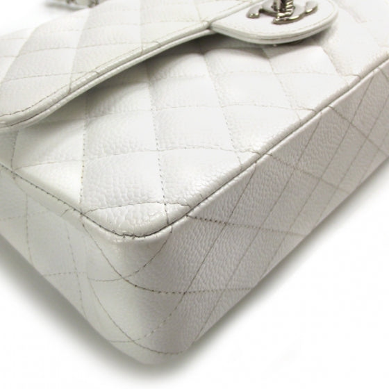 Chanel Caviar Quilted Medium Double Flap White 5 of 12