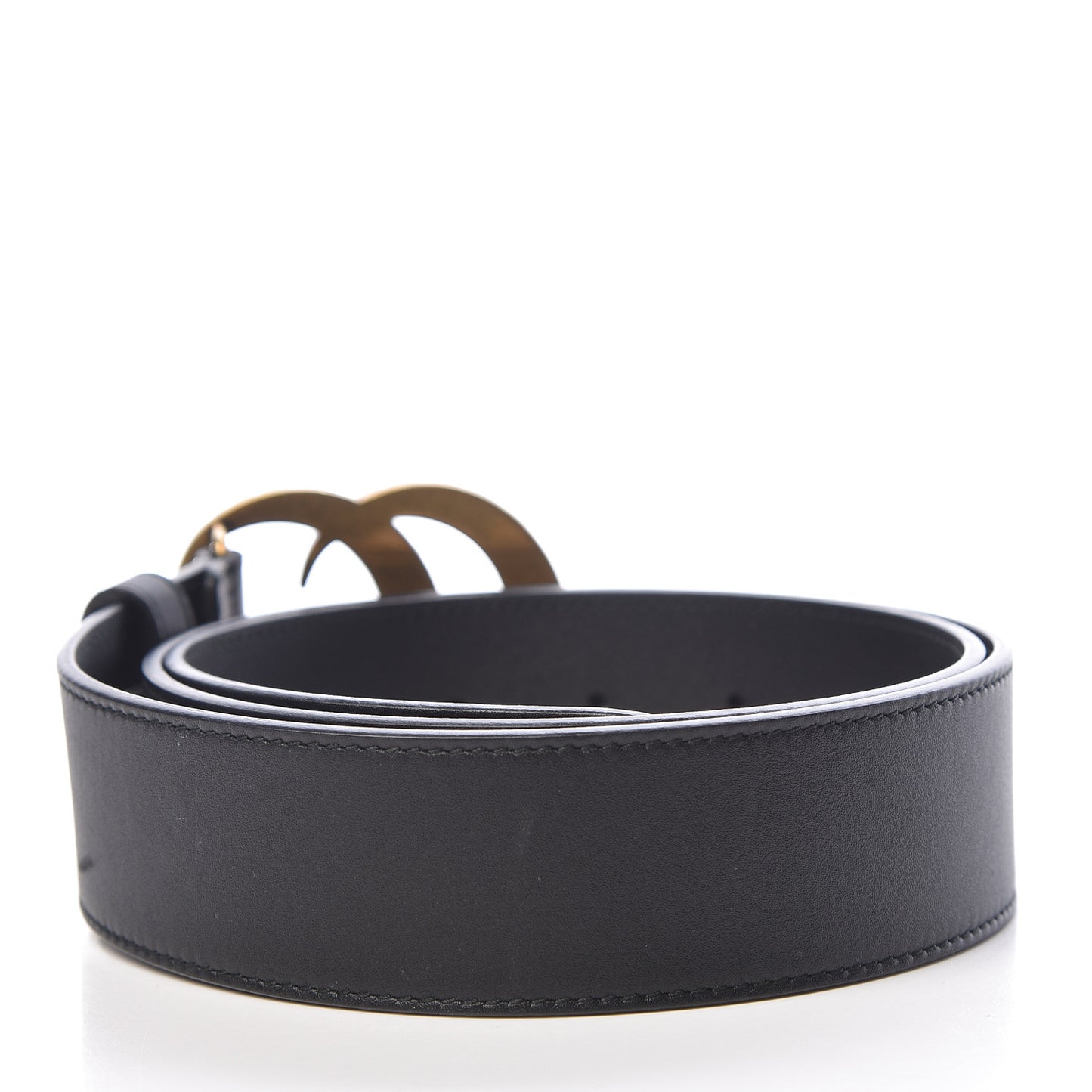 Moon Calfskin Pearl Double G 40mm Belt 90 36 Black Cream